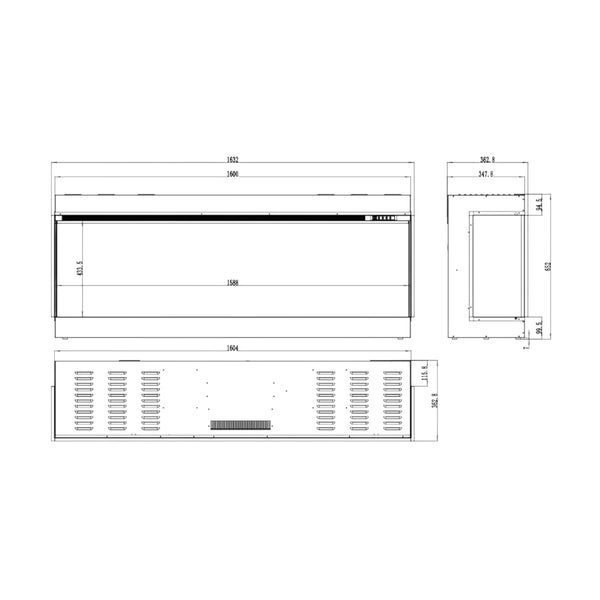 Superb 3D 160 cm Built-In Electric Fireplace