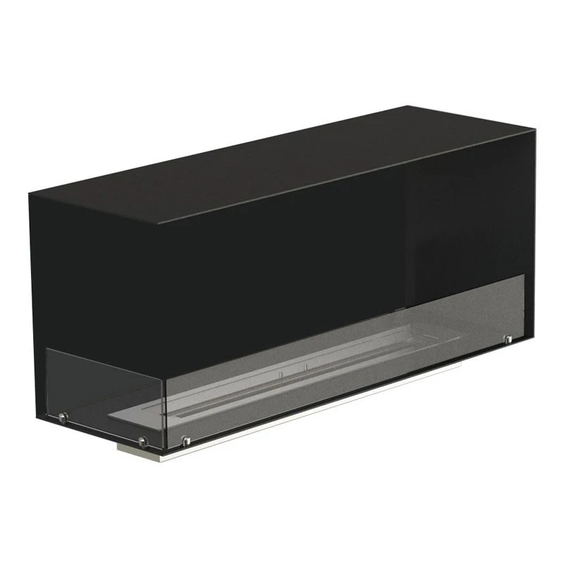 Foco Corner Left 1200 - unlit corner bioethanol fireplace frame, angled studio view