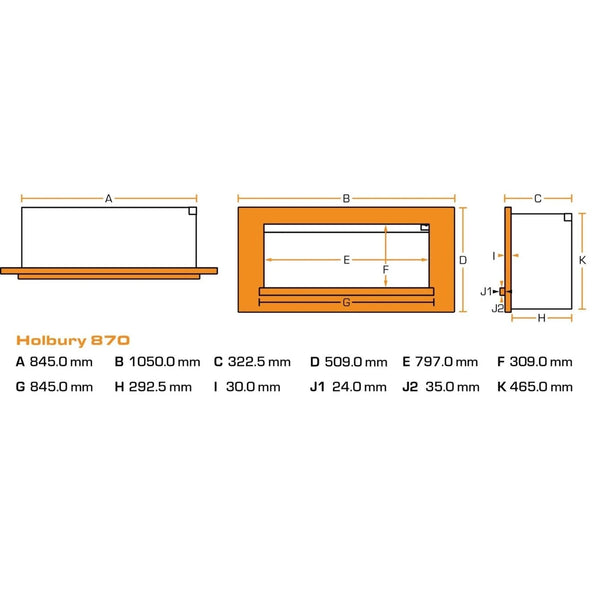 Holbury 870 - Grey Marble Electric Fireplace