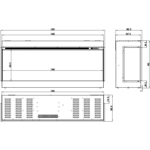 Superb 3D 140 cm Built-In Electric Fireplace