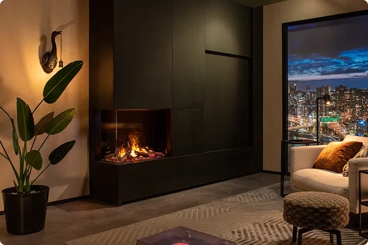 Water Vapour Corner Built-in Fireplace