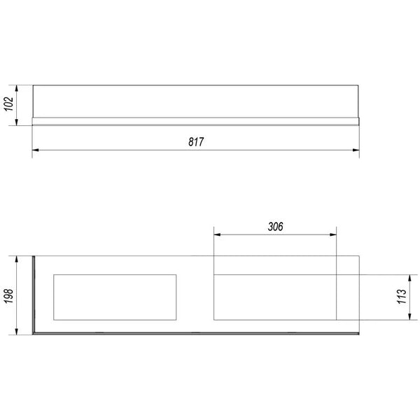Üveg sarok bio kandallóhoz - 90 cm balos
