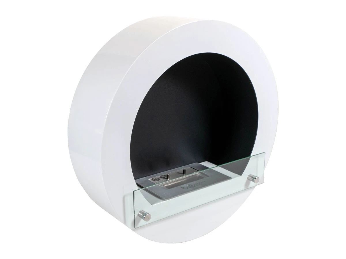 White Round Wall Mounted Bioethanol Fireplace
