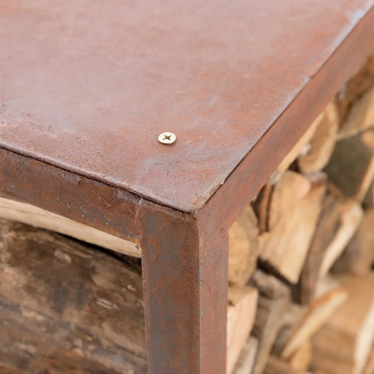 Tűzifa tároló doboz corten acélból – 50 cm