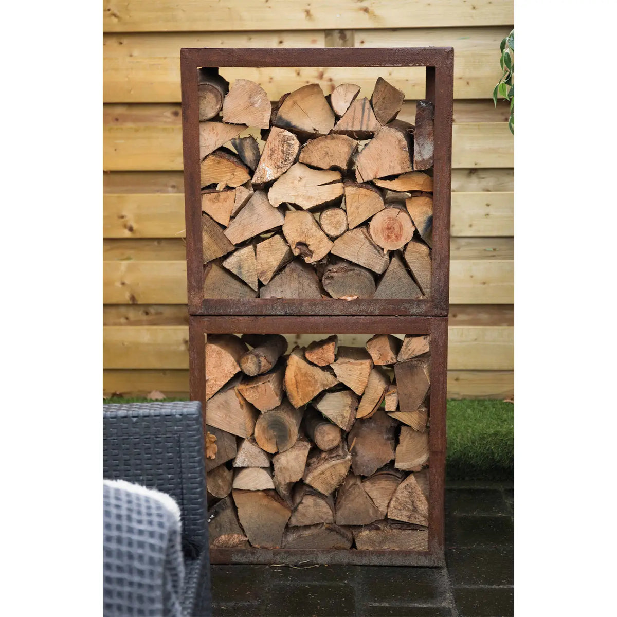 Tűzifa tároló doboz corten acélból – 50 cm