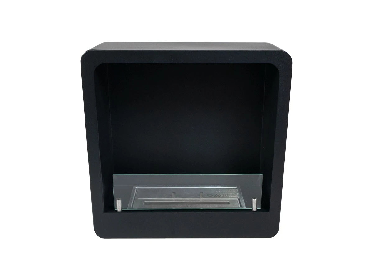 Square Bioethanol Fireplace with Round Edges in Black