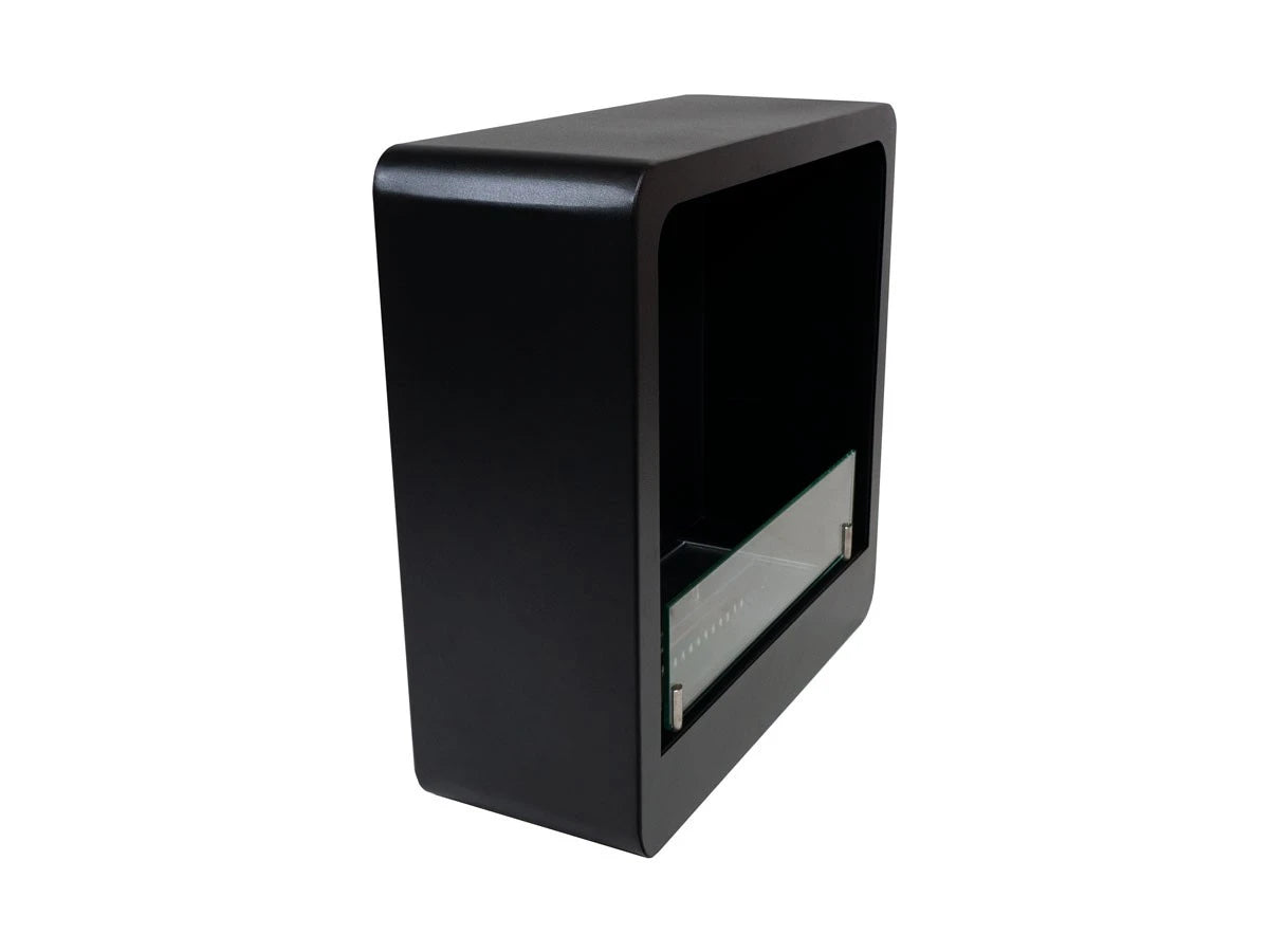 Square Bioethanol Fireplace with Round Edges in Black