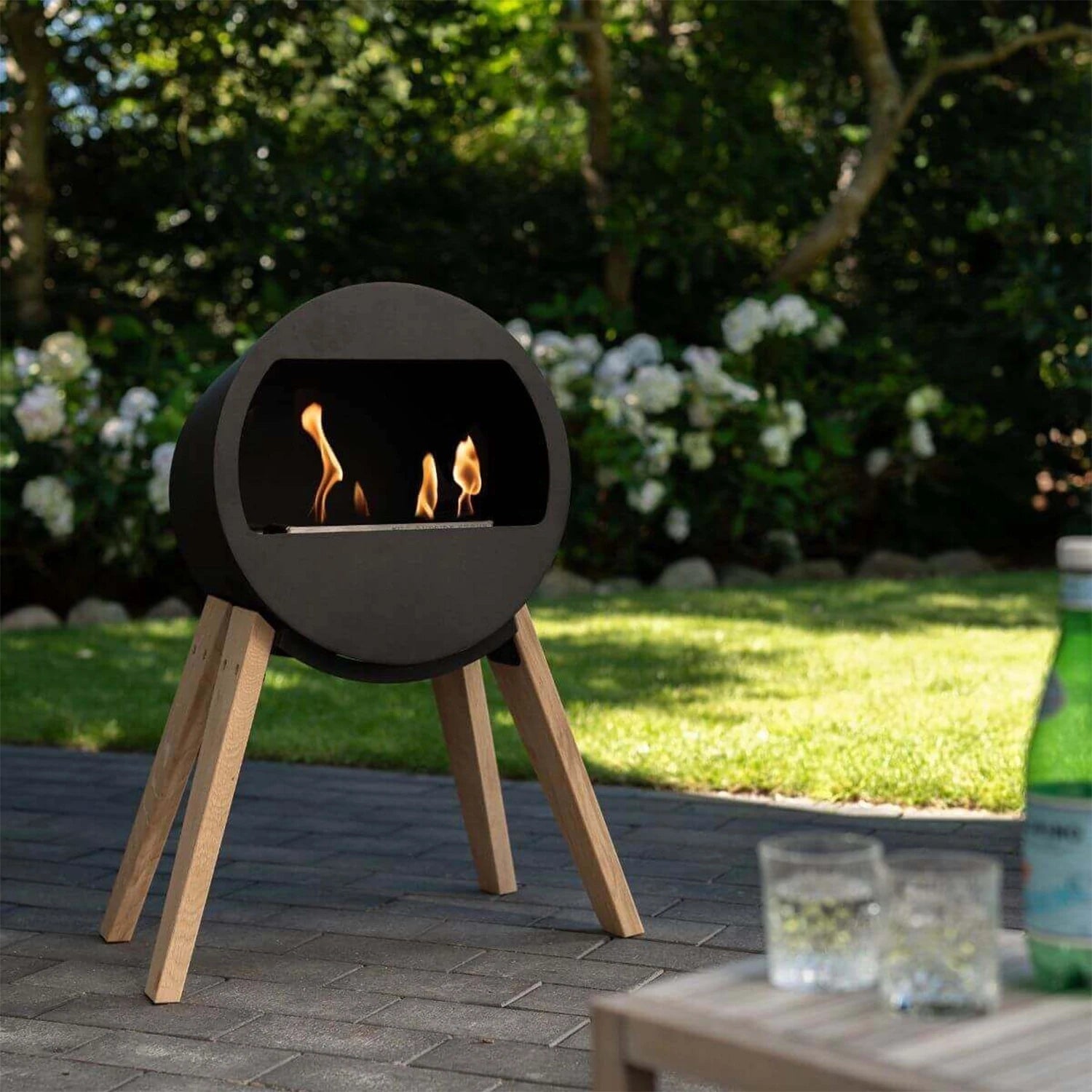 Aduro B2 Freestanding Bioethanol Fireplace - Black / Oak