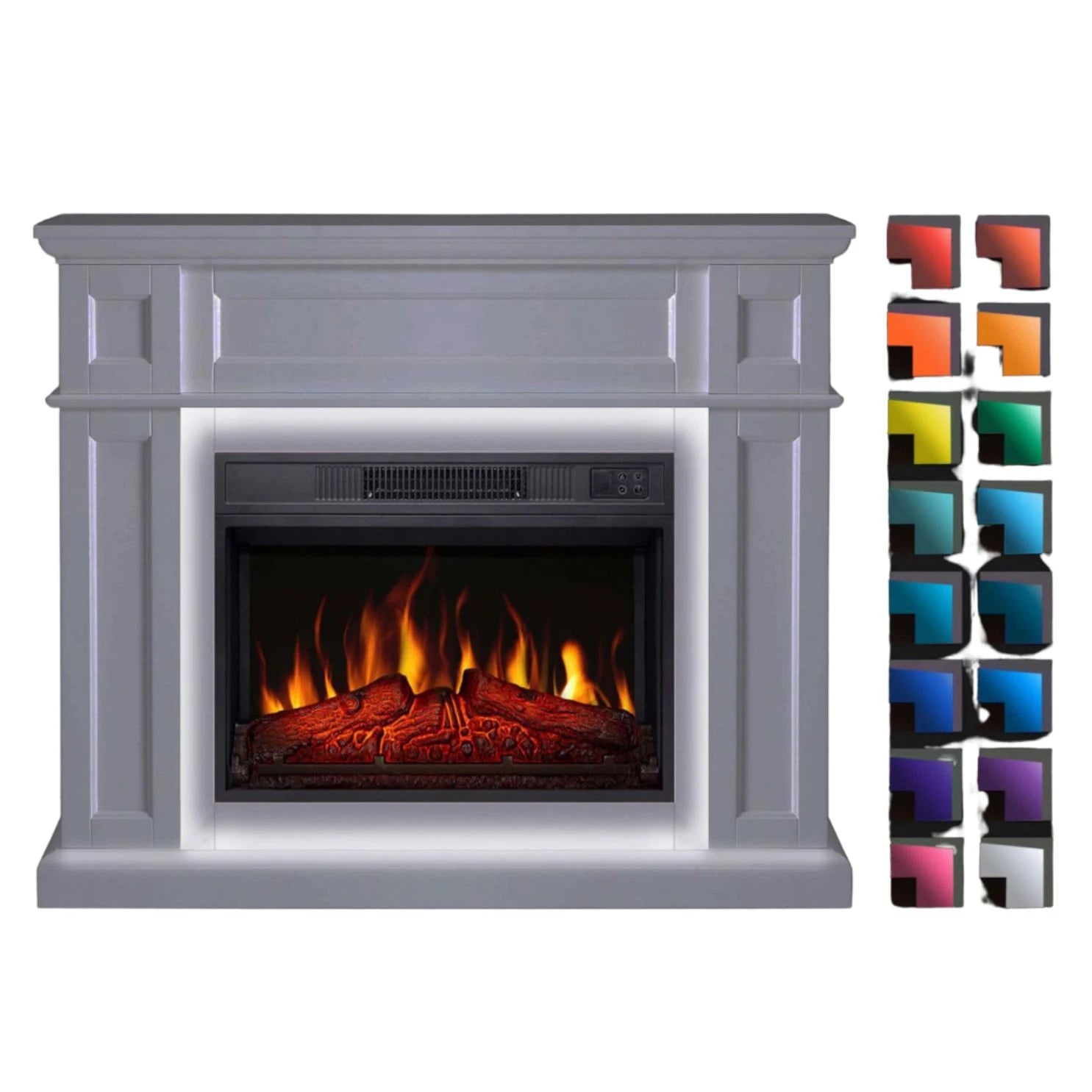 Linz Electric Fireplace - White - LED Lighting