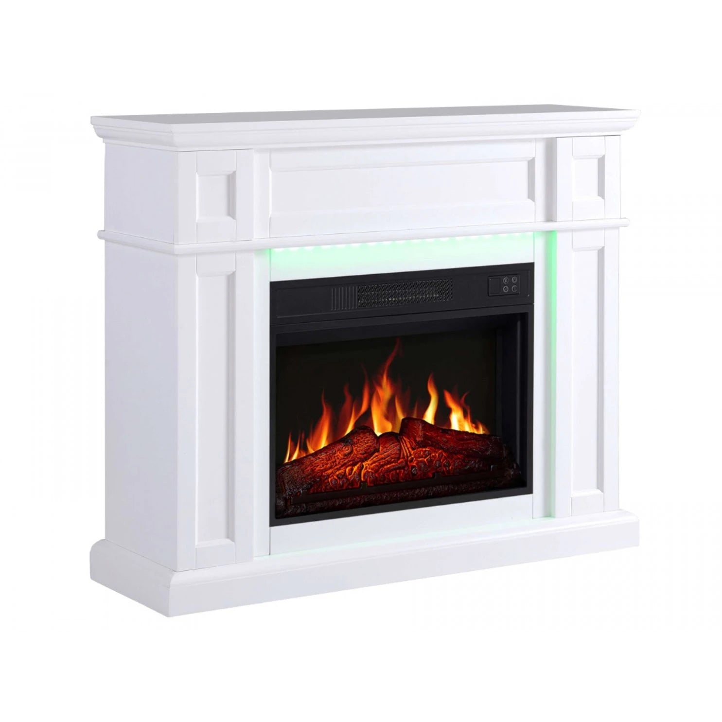 Linz Electric Fireplace - White - LED Lighting