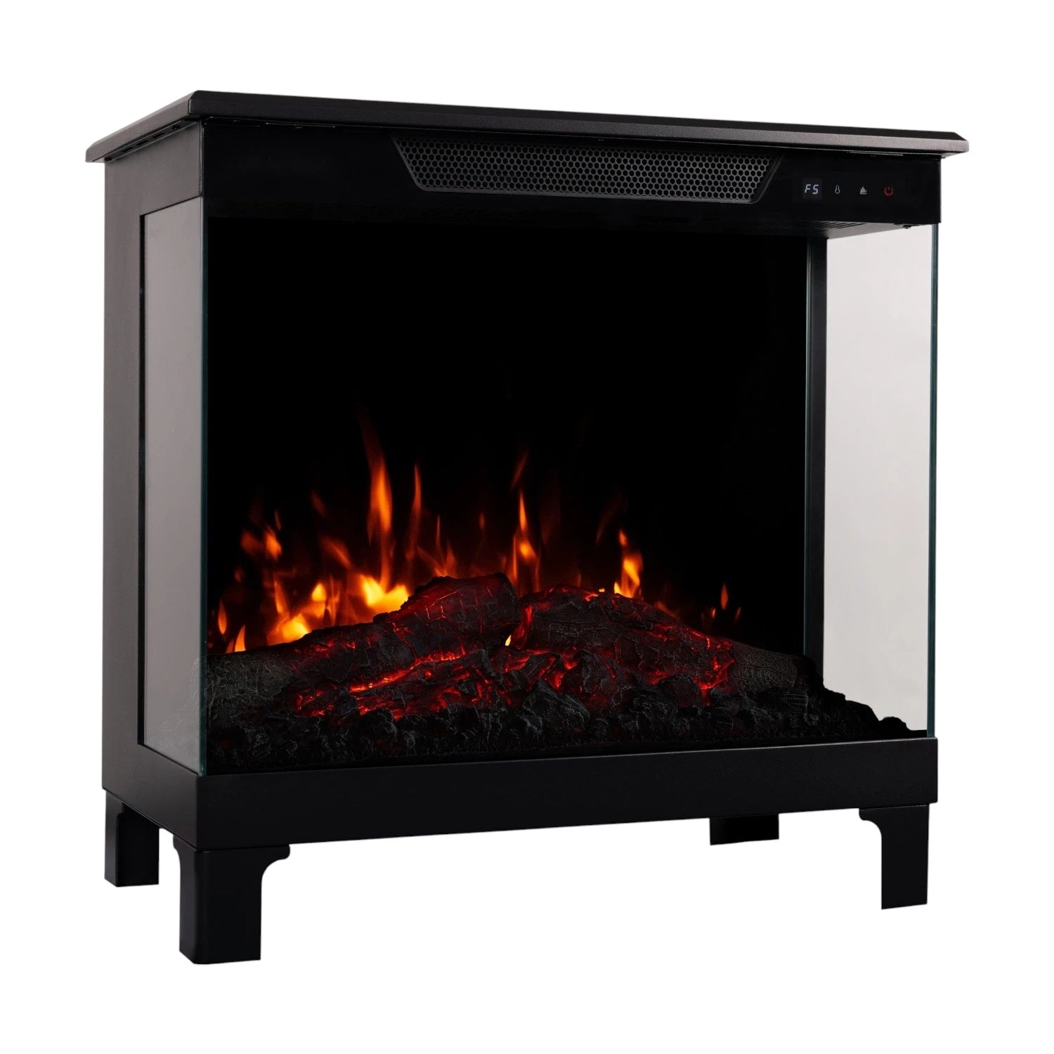 Tower 56 – Freestanding Electric Fireplace with 3-Sided Flame View