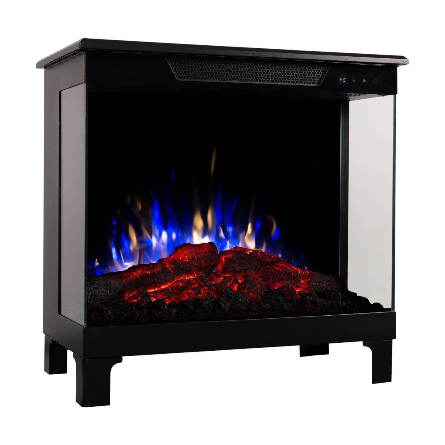 Tower 76 – Freestanding Electric Fireplace with 3-Sided Flame View