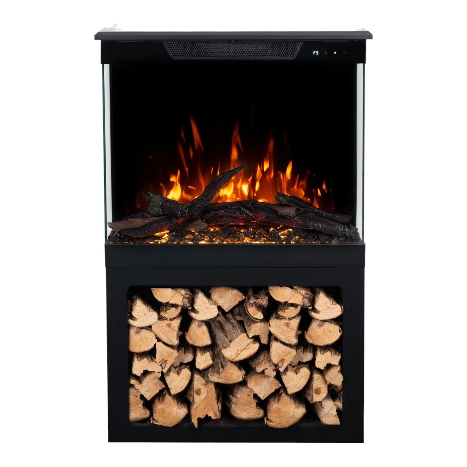 Tower 56 Electric Fireplace with Log Storage