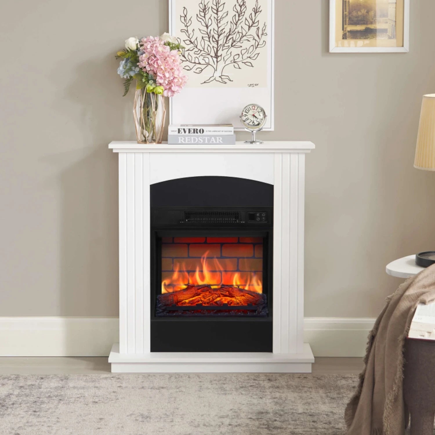 Collins AF18B Electric Fireplace – White Mantel with 18" Insert