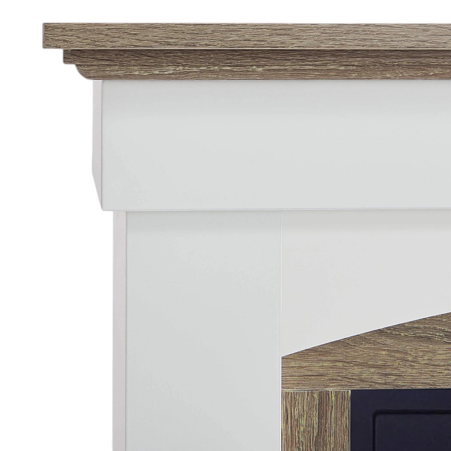 Woodley Electric Fireplace - White/Grey Oak Mantel