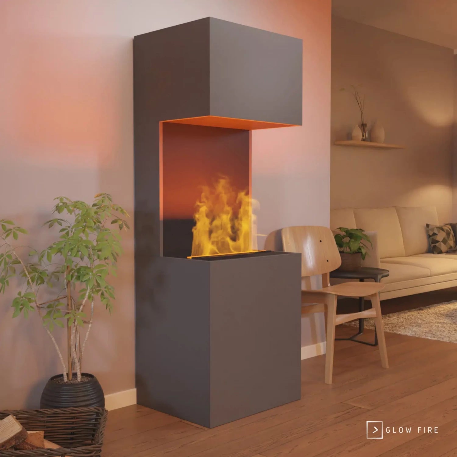 Beethoven Grey - OMC 600 | Freestanding Water Vapour Fireplace