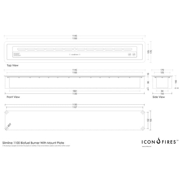 Icon Fires Slimline égő - 110 cm