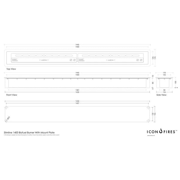 Icon Fires Slimline égő - 140 cm