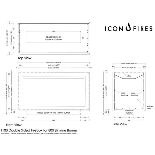 Icon Slimline Firebox FBDS1100 fekete