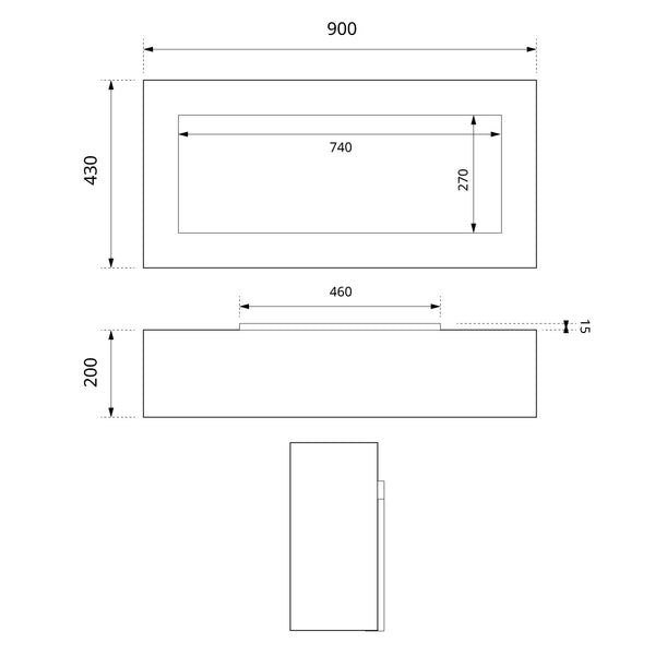 Large Black Biofireplace for Wall Mounting
