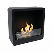 Square Bioethanol Fireplace with Round Edges in Black