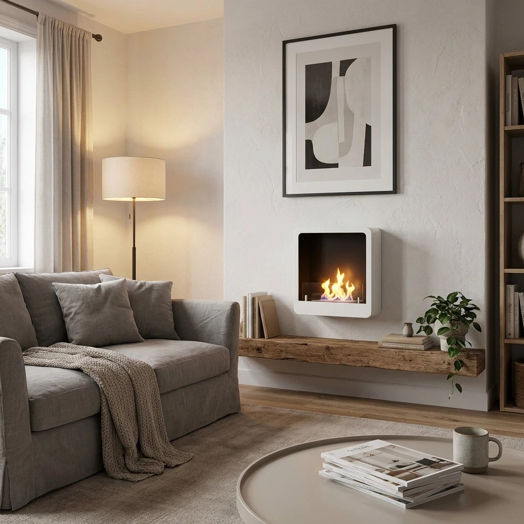 Square Bioethanol Fireplace with Round Edges