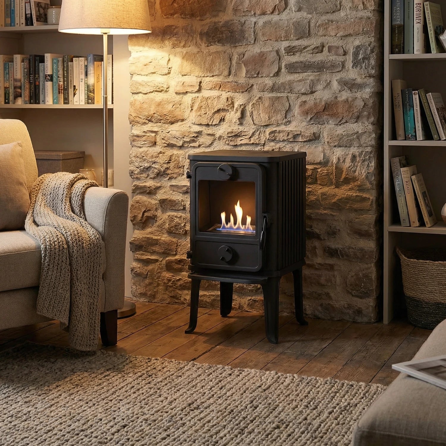 Black freestanding cast iron – Morsø 1010 with ribbed sides and 250 mm legs