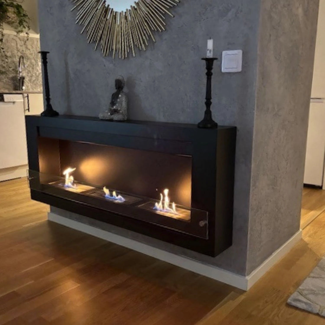 Wall Mounted Bioethanol Fireplace in Black