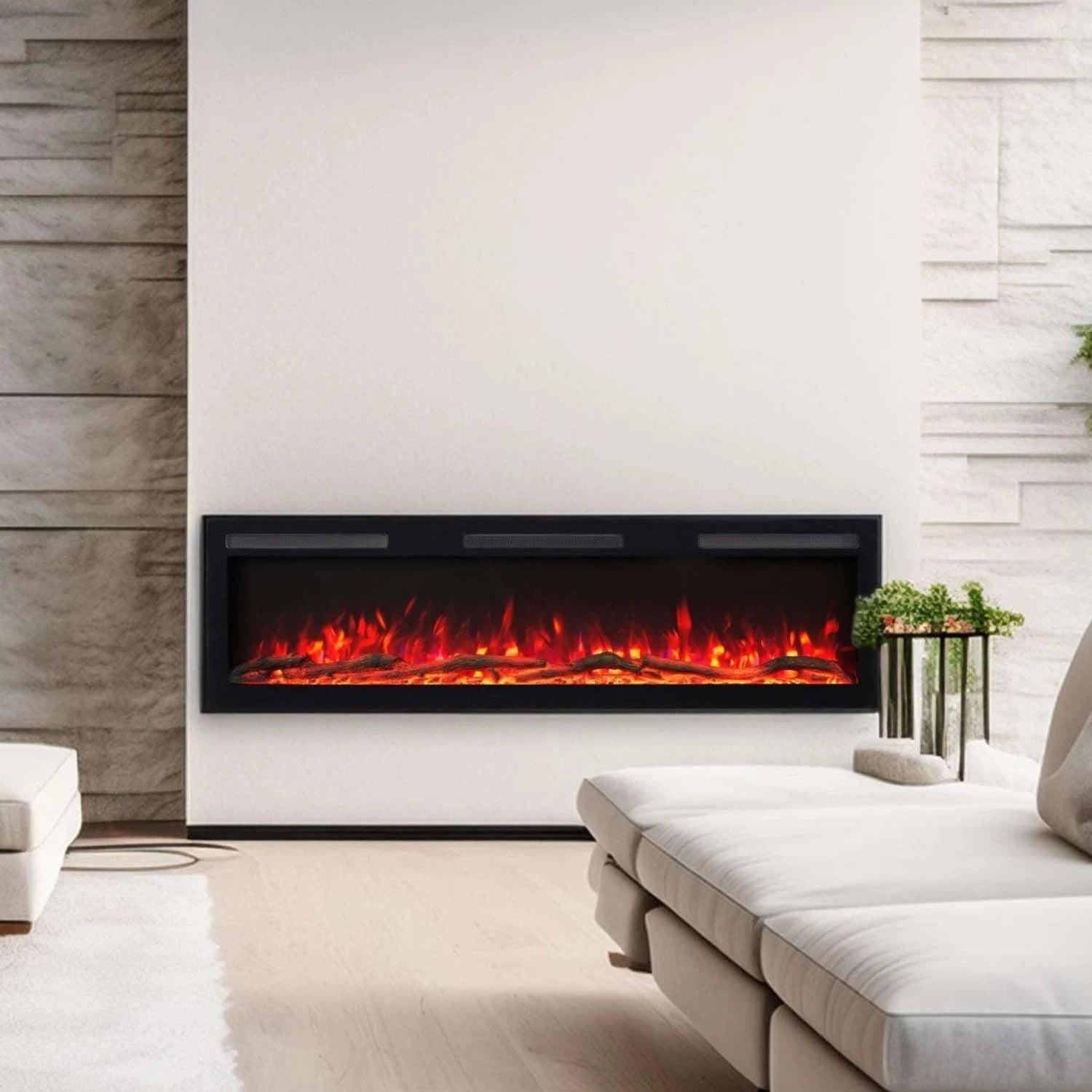 black electric led fireplace