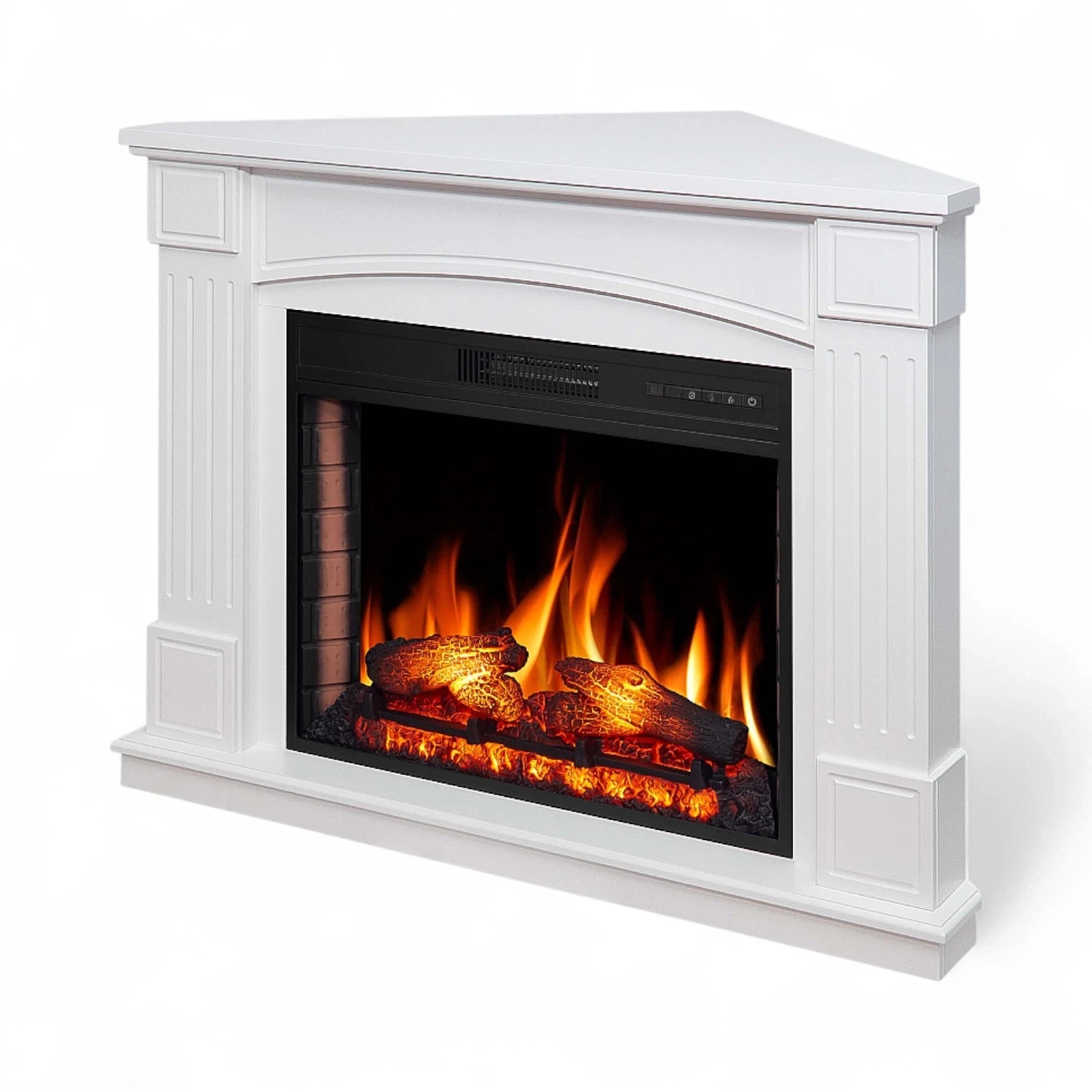 Boston Corner Electric Fireplace Suite – White