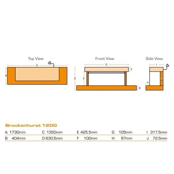 Brockenhurst 1200 Grey Marble – Wall-Mounted Electric Fireplace Suite