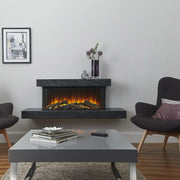 Brockenhurst 1600 Grey Marble wall-mounted electric fireplace suite with panoramic flame view