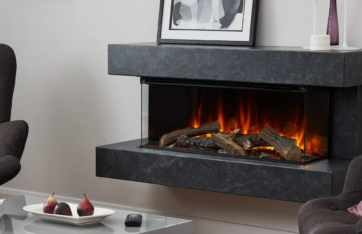 Winchester 870 Wall-Mounted Electric Fireplace Suite - Grey Marble