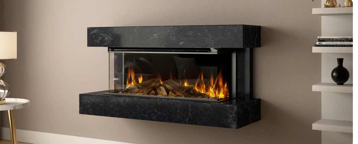 Winchester 870 Wall-Mounted Electric Fireplace Suite - Grey Marble