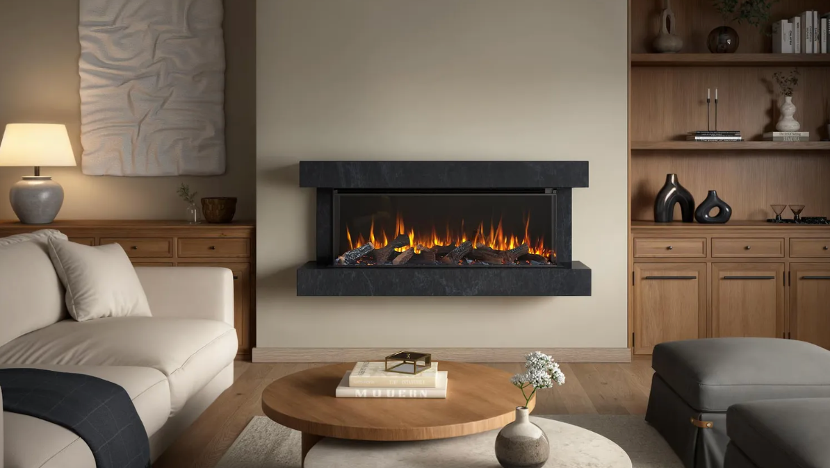Winchester 870 Wall-Mounted Electric Fireplace Suite - Grey Marble