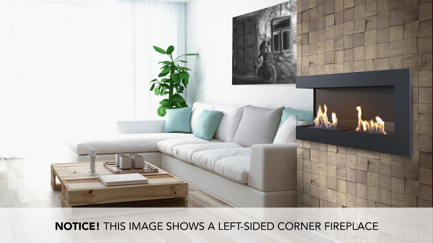 Corner Bio Fireplace 90 cm (Right)