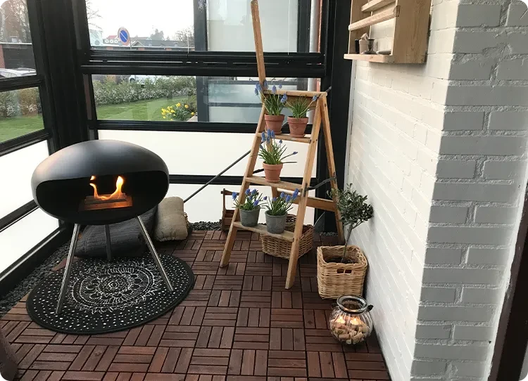legged bioethanol fireplace