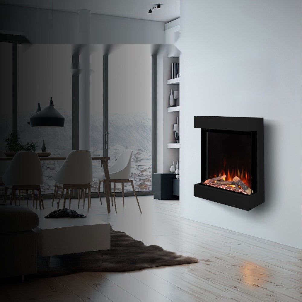 Dame Black Electric Fireplace - Black