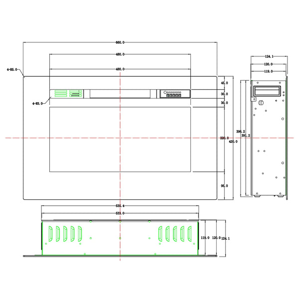 LED Pro beépíthető elektromos kandalló - 66 cm