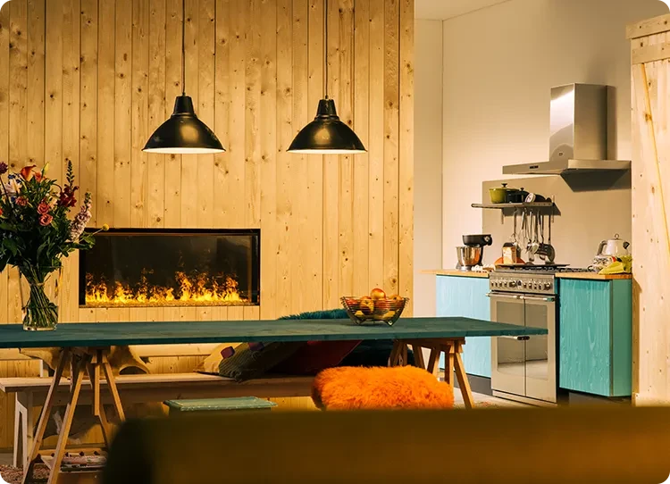 Dimplex Faber kandalló egy étkezőben