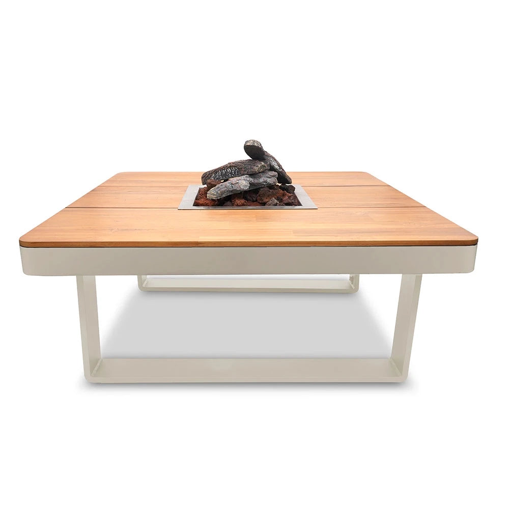 Horizon 95 Oyster Beige – Square Gas Firepit Table