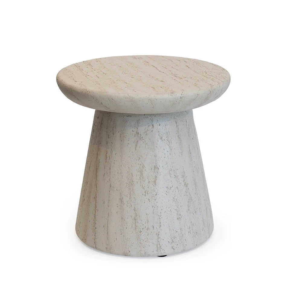 Side Table Round Travertine – Outdoor Composite Accent Table