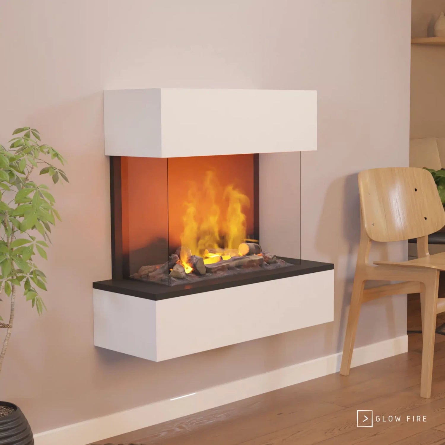 Hölderlin White - OMC 600 | Wall-mounted Water Vapour Fireplace