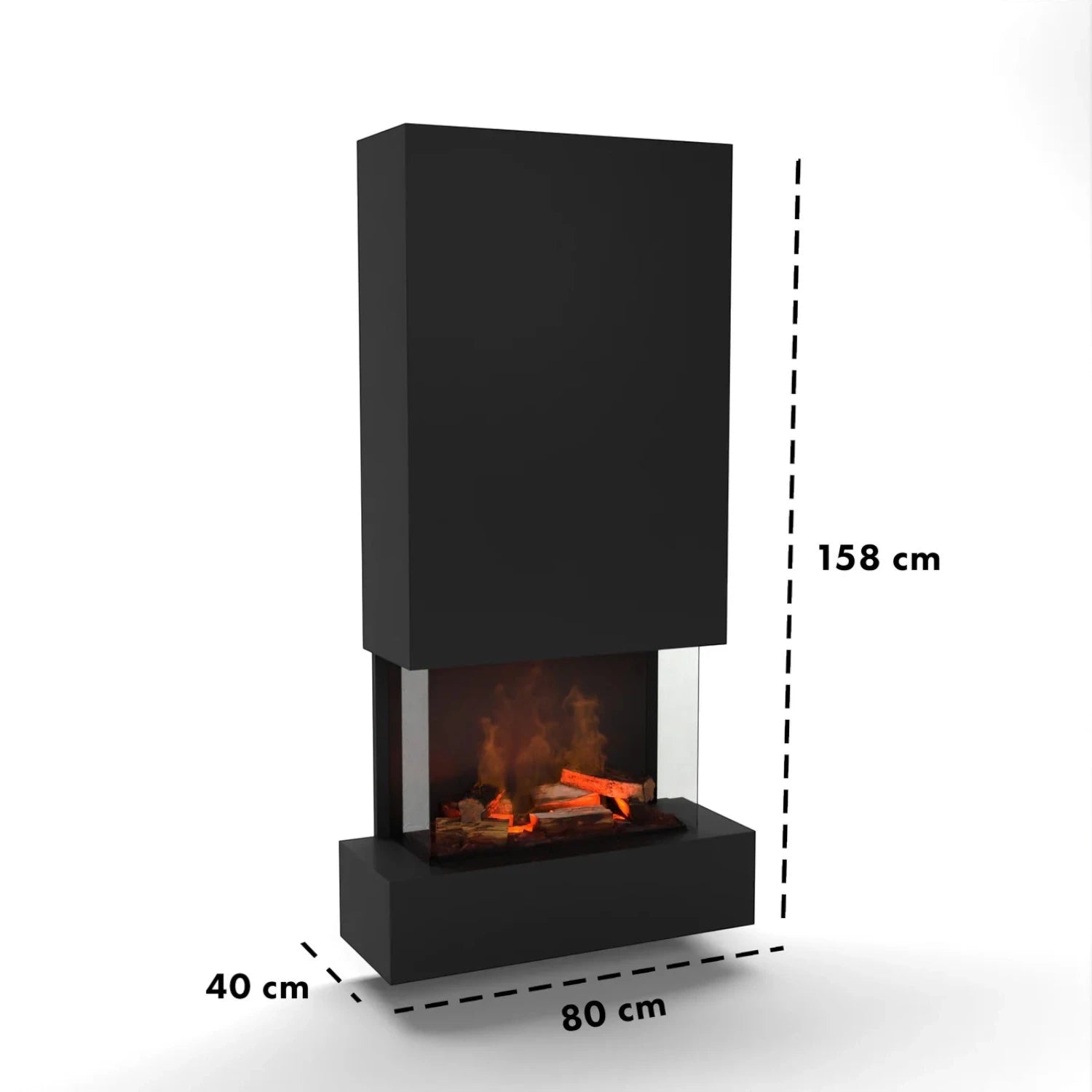 Hölderlin Tall Black OMC 600 – Wall-mounted Water Vapour Fireplace