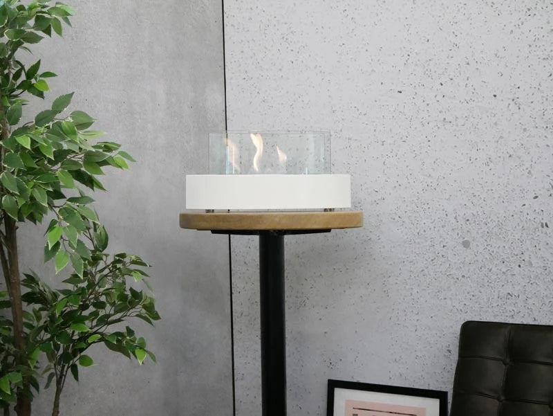 Oval Table Bio Fireplace in White