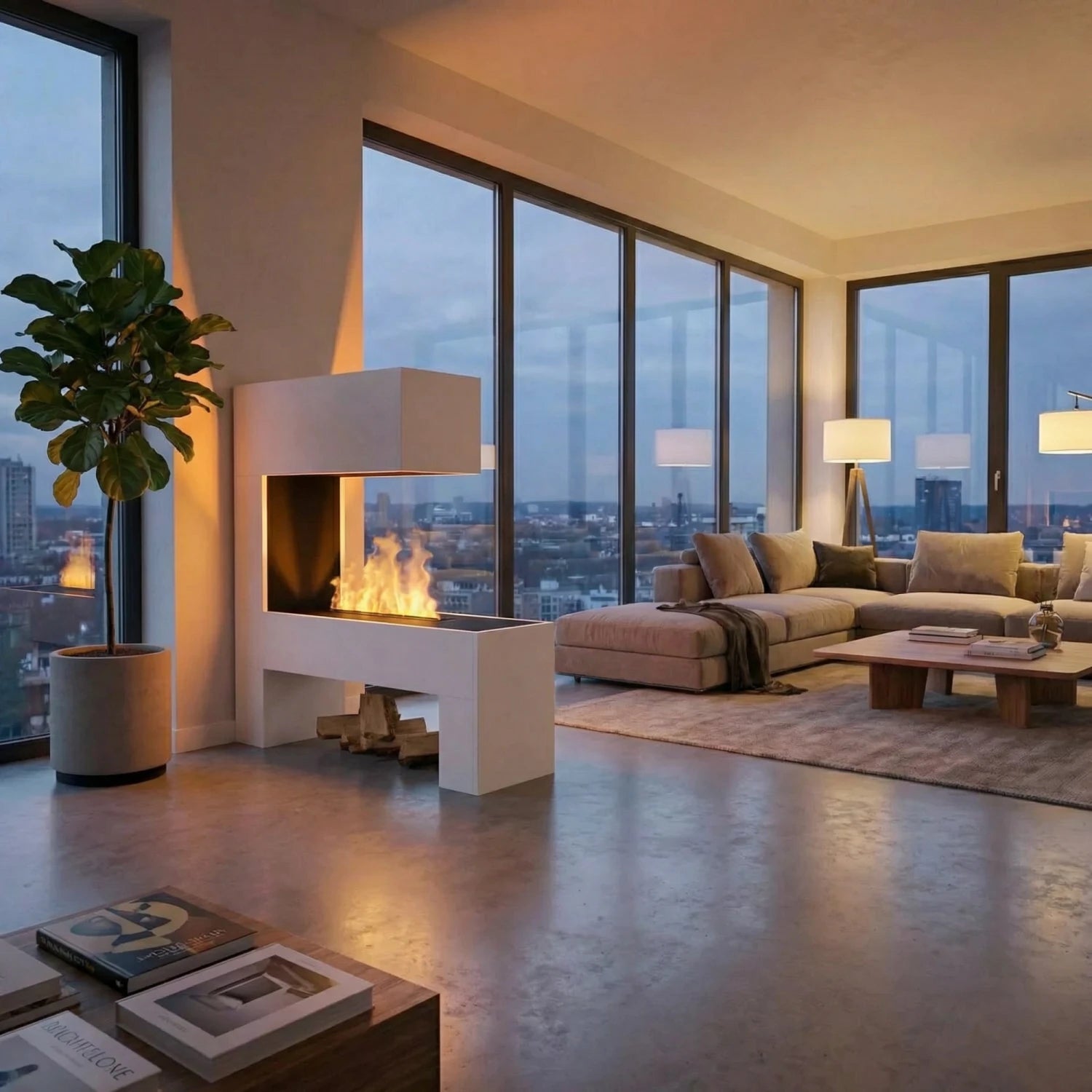 Mozart White - OMC 600 | Freestanding Water Vapour Fireplace