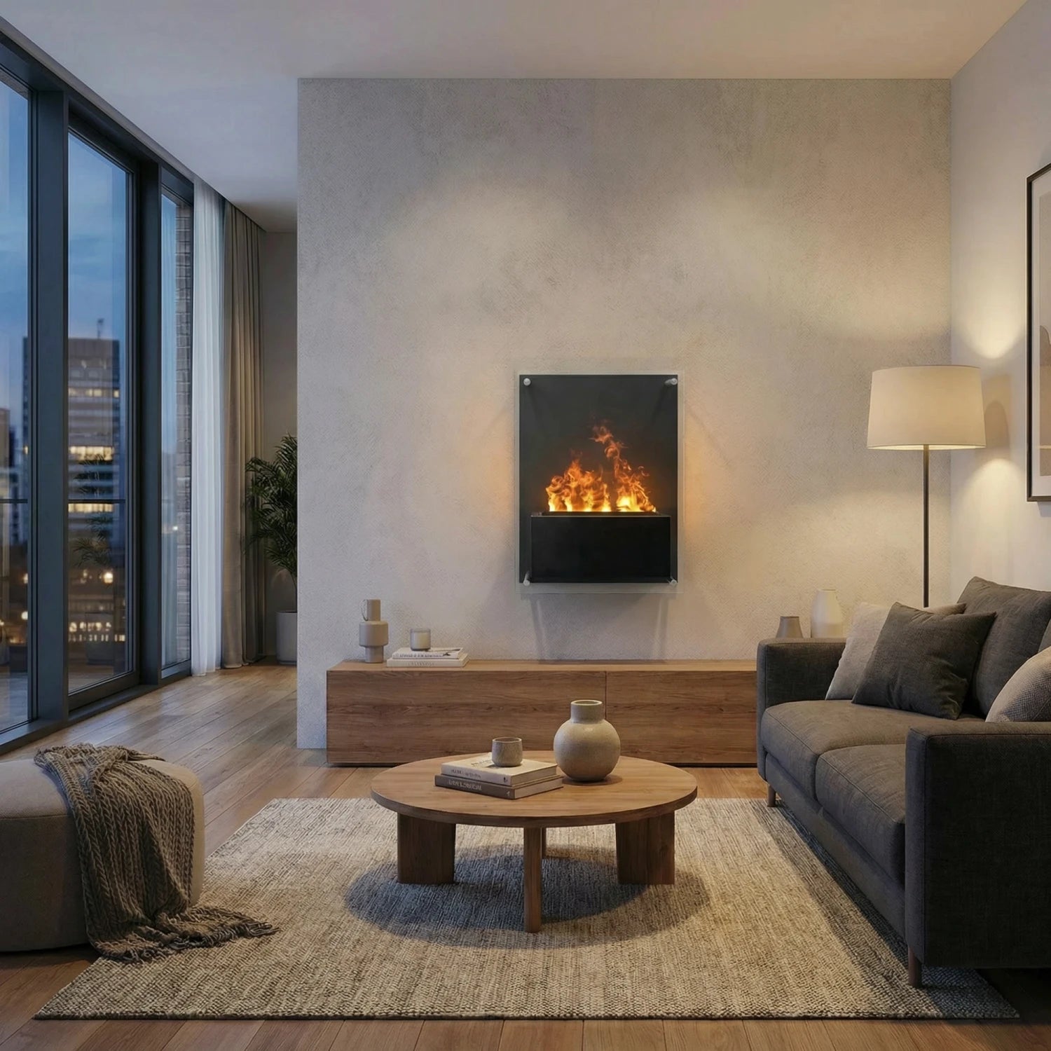 Yosemite Wall-Mounted Water Vapour Fireplace - Black