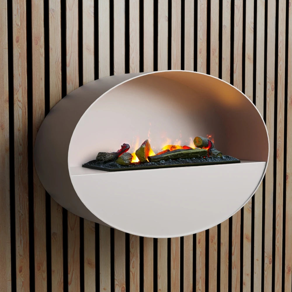Kjos Wall-Mounted Water Vapour Fireplace - White