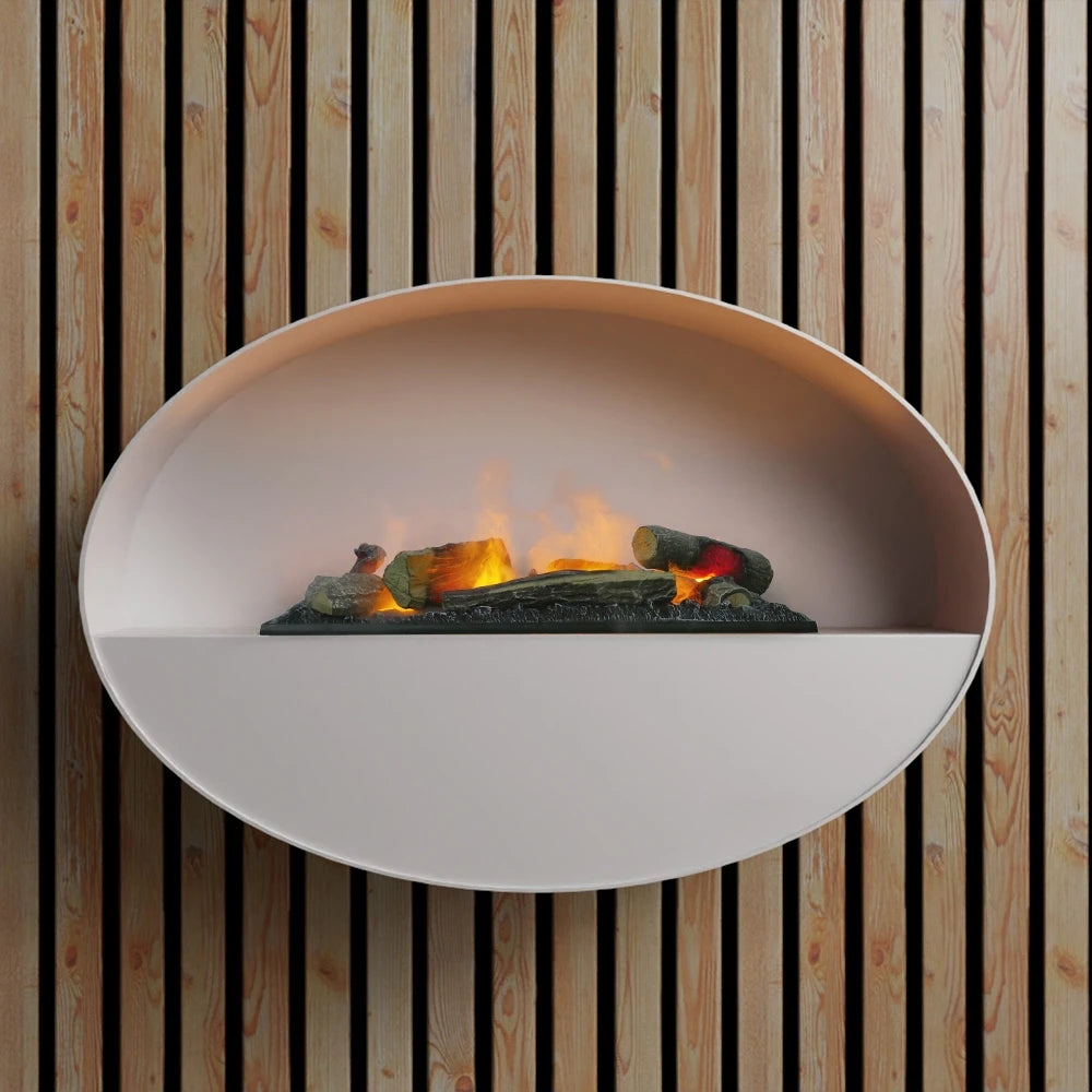 Kjos Wall-Mounted Water Vapour Fireplace - White
