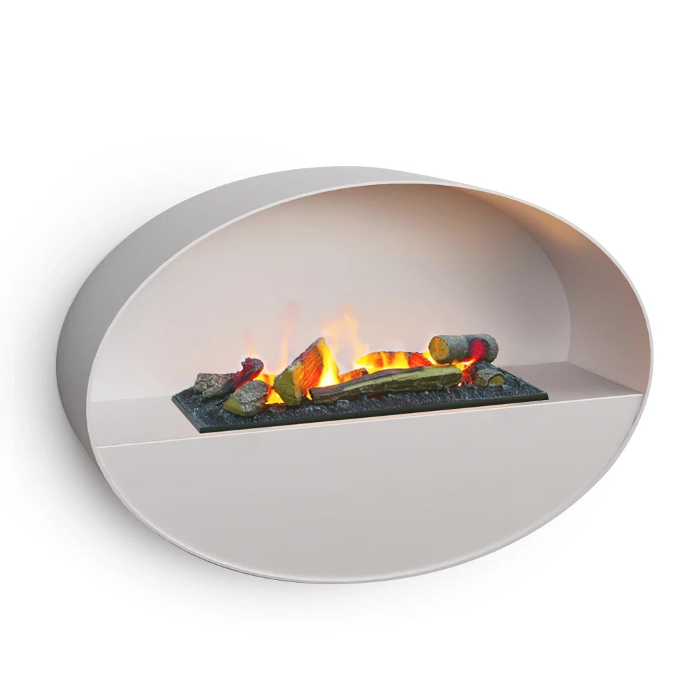 Kjos Wall-Mounted Water Vapour Fireplace - White